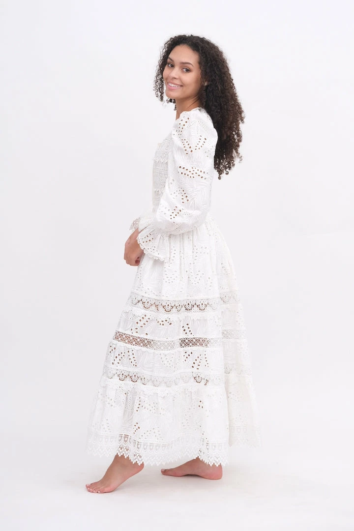 Waimari Dresses Button Up White Lace Maxi Dress 9 Waimari Dresses Button Up White Lace Maxi Dress