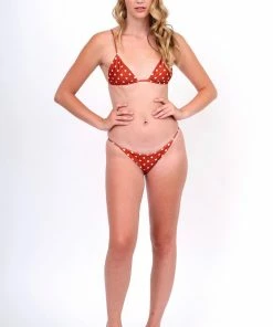 Same Brick & White Polka Dot Bikini Top Swim