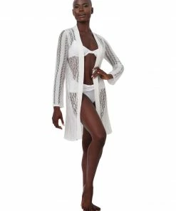 Moeva White Knit Summer Cardigan Swim