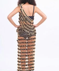 Beachy Side Black & Gold Crochet Mini Skirt Bottoms