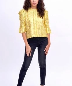 Saylor Tops Metallic Gold Blouse