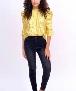 Saylor Tops Metallic Gold Blouse
