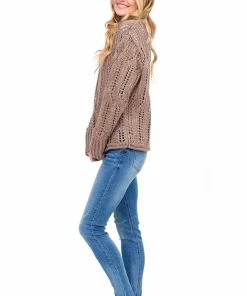 Dress Forum Tops Khaki Open Knit Sweater