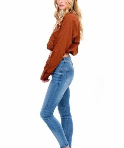 Stillwater Toast Cropped Button Up