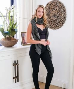Q2 Black And Grey Print Scarf Accessories 9 Q2 Black And Grey Print Scarf Accessories