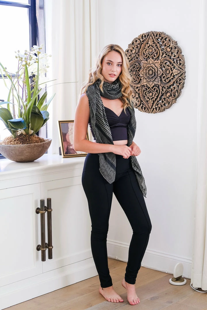 Q2 Black And Grey Print Scarf Accessories 4 Q2 Black And Grey Print Scarf Accessories