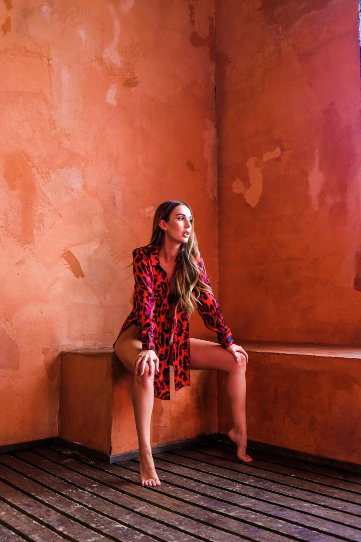 Aguaclara Red Leopard Button Up Top Tops 5 Aguaclara Red Leopard Button Up Top Tops