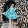 Pho Teal & White Fringe Cover Up Dress Dresses 1 Pho Teal & White Fringe Cover Up Dress Dresses