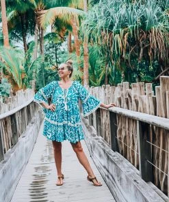 Pho Teal & White Fringe Cover Up Dress Dresses