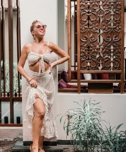 EastNWest Label Crochet & Mirror Tie Top Tops