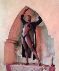 Beachy Side Dresses Black Lace And Satin Maxi Coverup