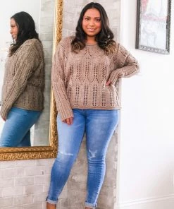 Dress Forum Tops Khaki Open Knit Sweater