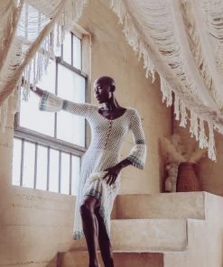 Beachy Side White Myna Crochet Dress