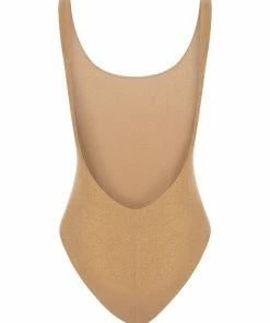 Beachy Side Shimmer Gold One Piece Swimsuit