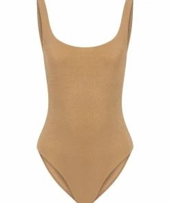 Beachy Side Shimmer Gold One Piece Swimsuit