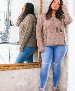 Dress Forum Tops Khaki Open Knit Sweater