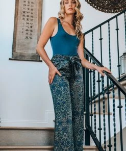 Tyche Foliage Print Wide Leg Pants Bottoms 14 Tyche Foliage Print Wide Leg Pants Bottoms