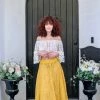 Z&L Mustard Button Up Lace Skirt
