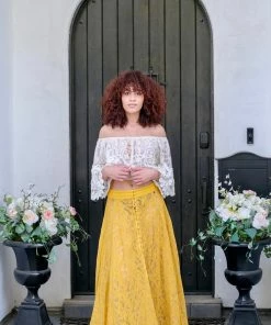 Z&L Mustard Button Up Lace Skirt