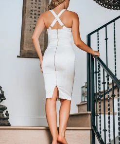 Murmur Silky Bodycon Dress In White Basics
