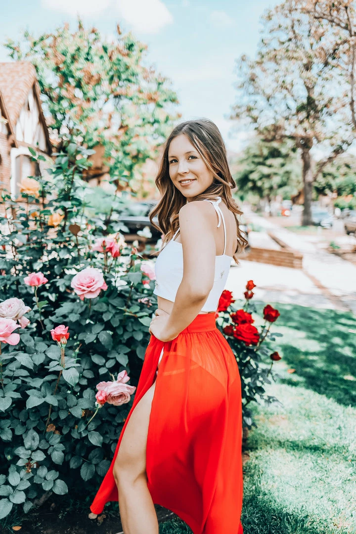 EastNWest Label Mesh Belted Skirt Red 5 EastNWest Label Mesh Belted Skirt Red