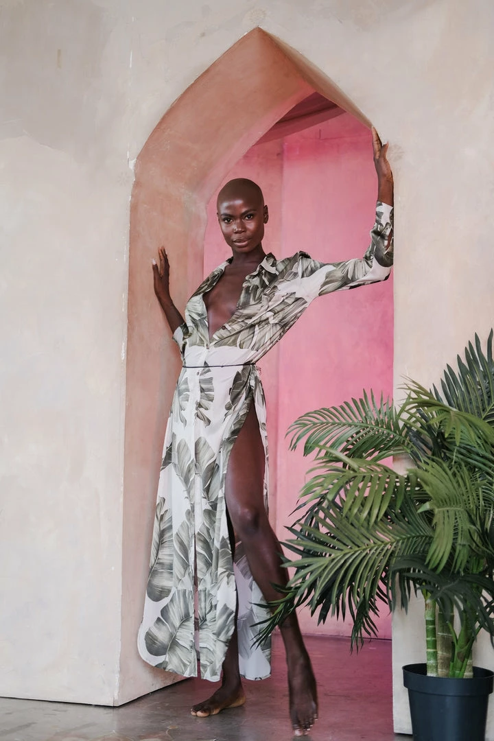 Aguaclara Palm Leaf Tunic Coverup Tops 4 Aguaclara Palm Leaf Tunic Coverup Tops