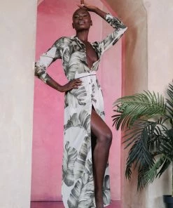 Aguaclara Palm Leaf Tunic Coverup Tops