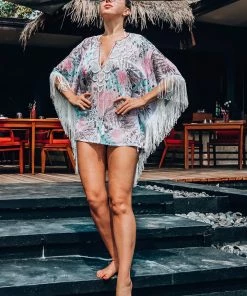 Taj Short Fringe Coverup Tops