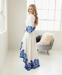 Karla Vivian Bottoms Cobalt And White Twirl Skirt