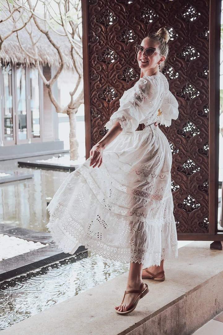 Waimari Dresses Button Up White Lace Maxi Dress 4 Waimari Dresses Button Up White Lace Maxi Dress