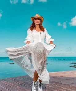 Waimari Dresses Button Up White Lace Maxi Dress 12 Waimari Dresses Button Up White Lace Maxi Dress