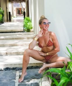 Same Swim Brick & White Polka Dot Bikini Bottom 14 Same Swim Brick & White Polka Dot Bikini Bottom