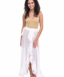 Waimari White Sheer Wrap Skirt