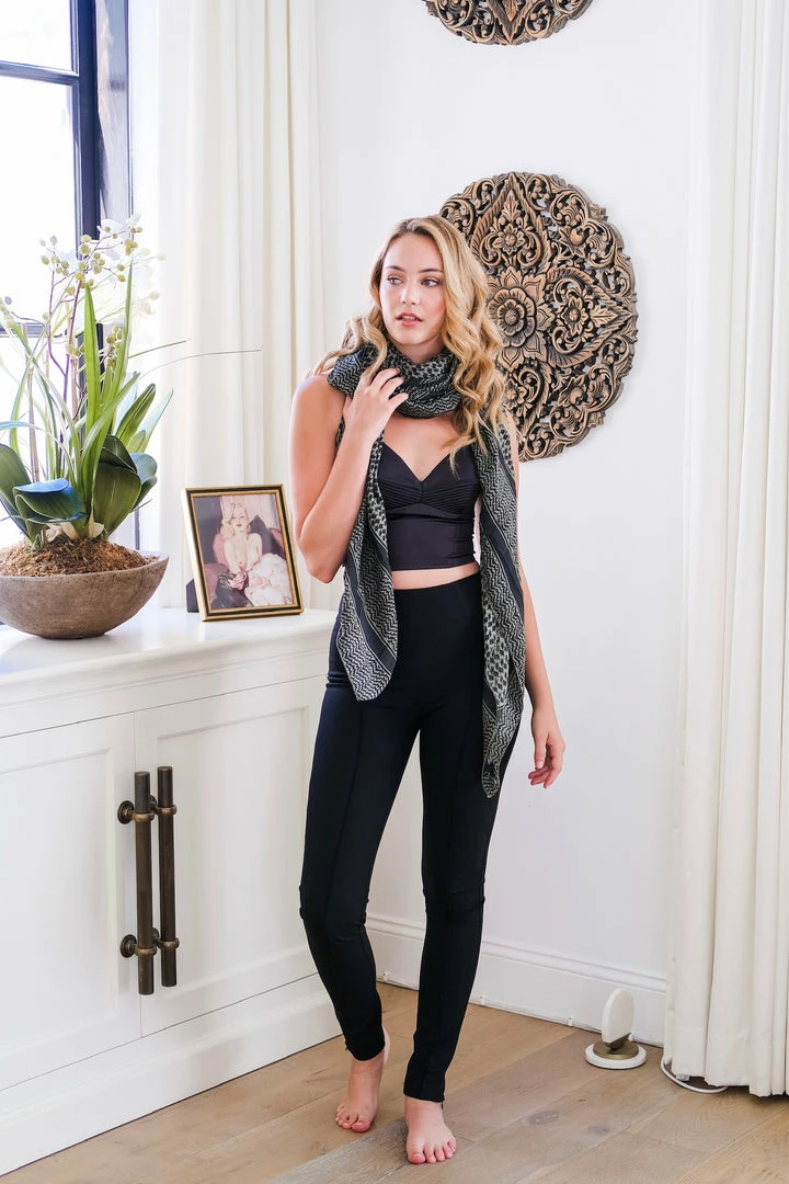 Q2 Black And Grey Print Scarf Accessories 5 Q2 Black And Grey Print Scarf Accessories