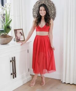 Samantha Eng Red Mesh Bralette