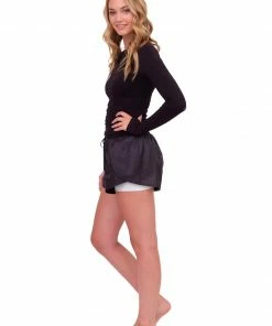 Blanc Noir Activewear Black Long Sleeve Top With Mesh Detail