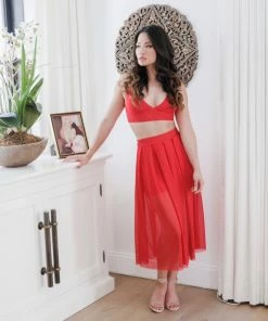 Samantha Eng Red Mesh Bralette