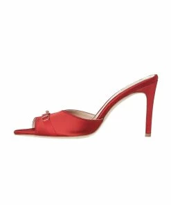 Murmur Red Satin Heels Shoes