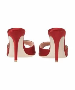 Murmur Red Satin Heels Shoes