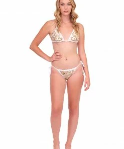 Baccio White & Gold Handpainted Bikini Top