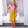 Beachy Side Mustard Knit Midi Length Skirt