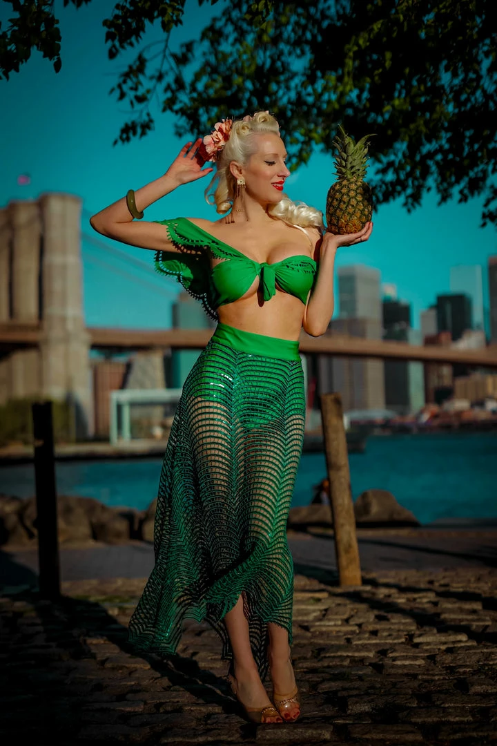 MOS Emerald Sequin Webbed Skirt Bottoms 6 MOS Emerald Sequin Webbed Skirt Bottoms