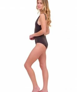 Beachy Side Shimmer Black One Piece Swimsuit Tops