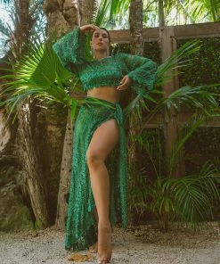 MOS Emerald Flare Sleeve Top Tops 16 MOS Emerald Flare Sleeve Top Tops