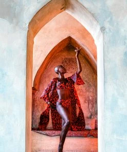 Aguaclara Tops Red Leopard Tunic Coverup