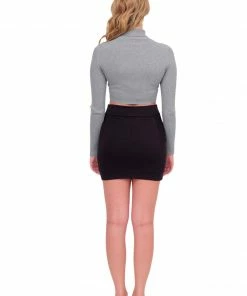 Hera Grey Ribbed Turtleneck Cropped Sweater Basics