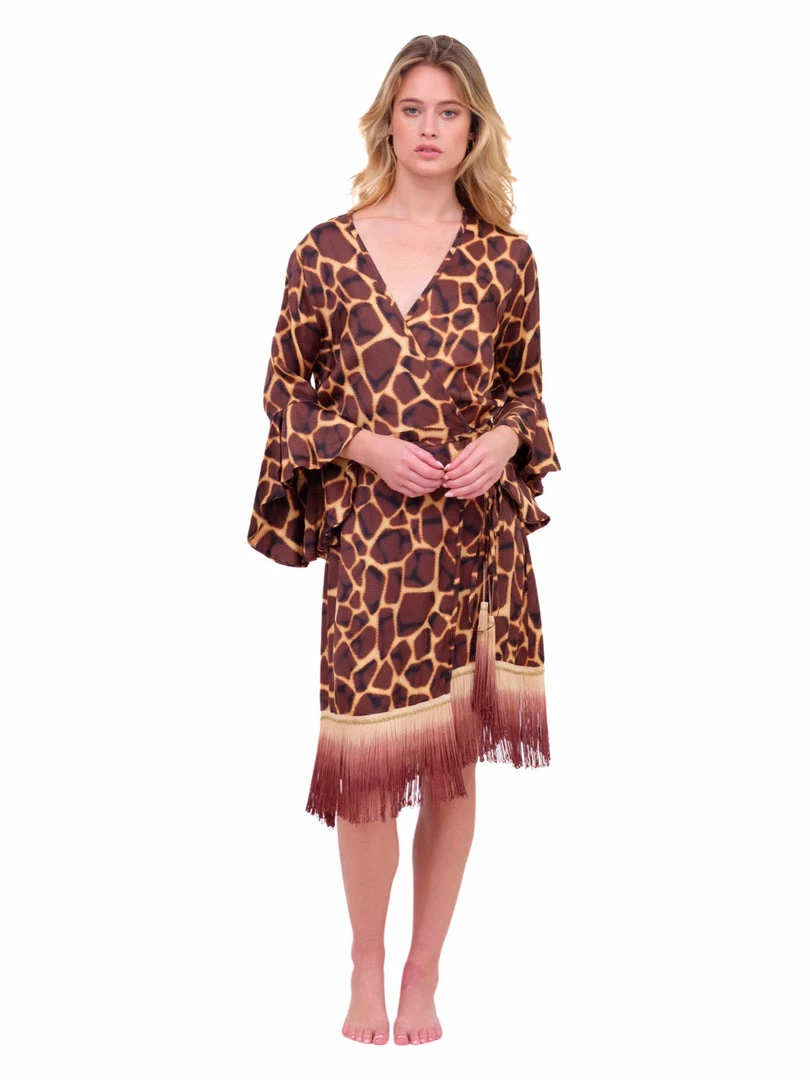 Pho Dresses Giraffe Print Wrap Dress With Fringe 12 Pho Dresses Giraffe Print Wrap Dress With Fringe