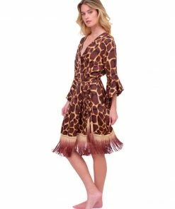 Pho Dresses Giraffe Print Wrap Dress With Fringe 26 Pho Dresses Giraffe Print Wrap Dress With Fringe