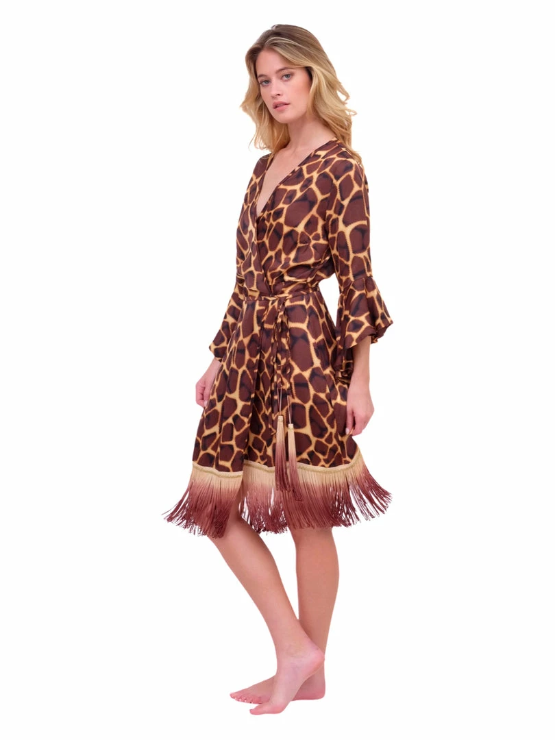 Pho Dresses Giraffe Print Wrap Dress With Fringe 14 Pho Dresses Giraffe Print Wrap Dress With Fringe