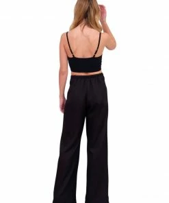 Tyche Black Hammered Satin Wide Leg Pants Bottoms 17 Tyche Black Hammered Satin Wide Leg Pants Bottoms